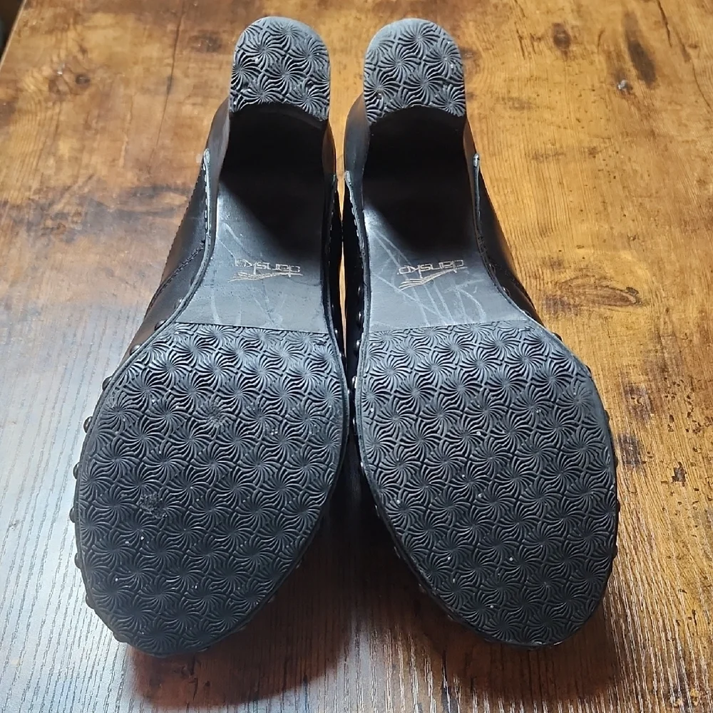 DANSKO | Rae Black Leather Heeled Clogs Studded Mules | EU 38 (US 7.5 -8) - Picture 8 of 10